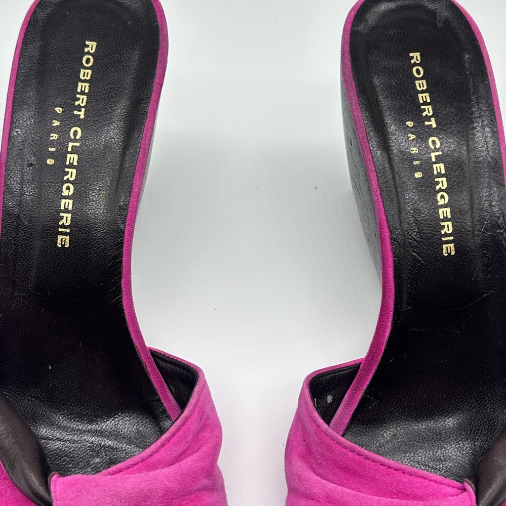 Robert Clergerie Pink Suede Knot Wedge Sandals - Picture 5 of 16